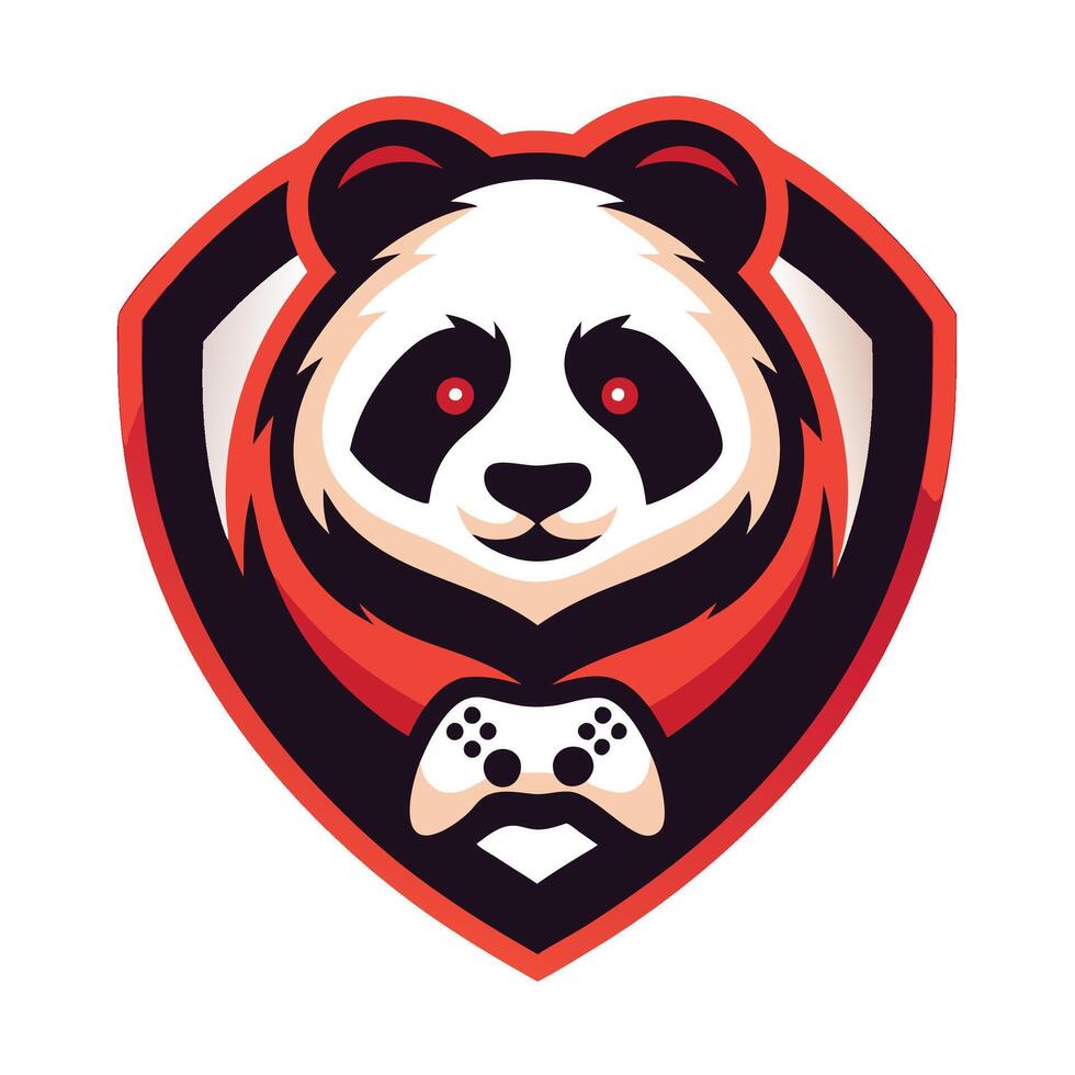panda bear with a controller in its mouth vector