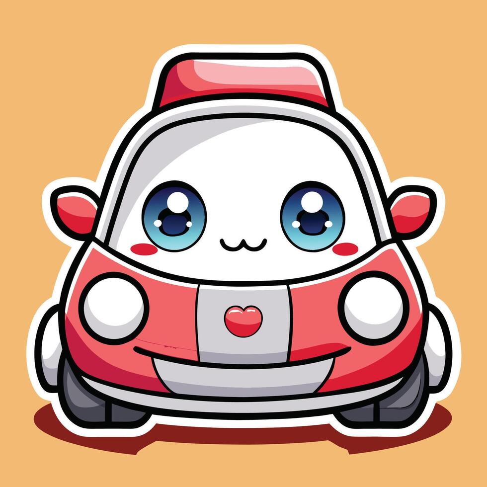 a cartoon car with a heart on its face vector