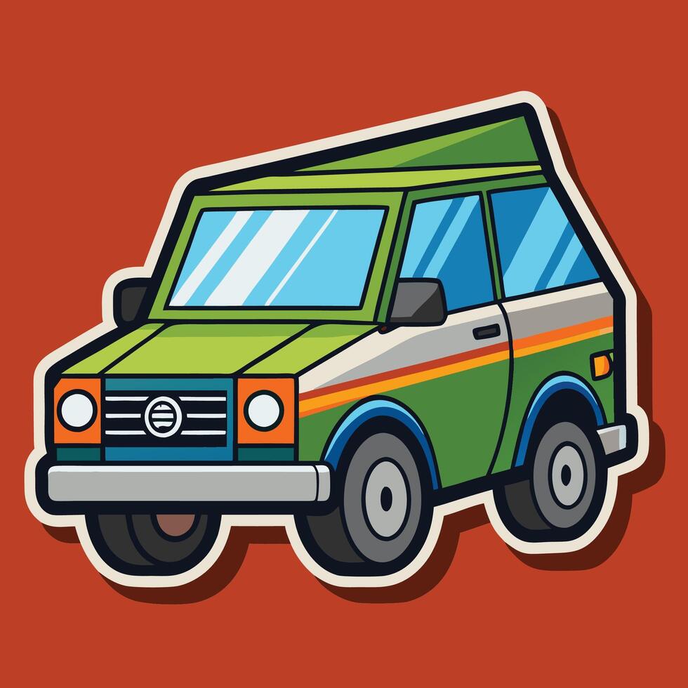 a cartoon car with a tent on top vector