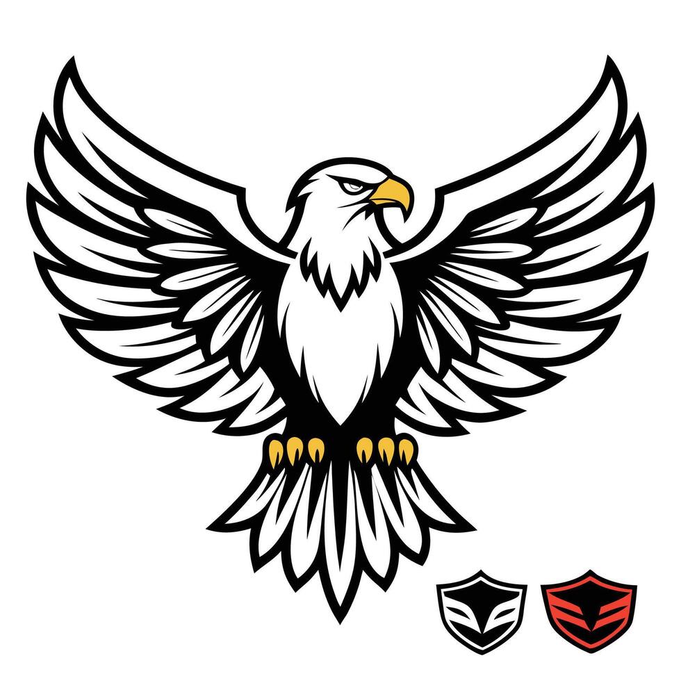 eagle with wings and shield vector
