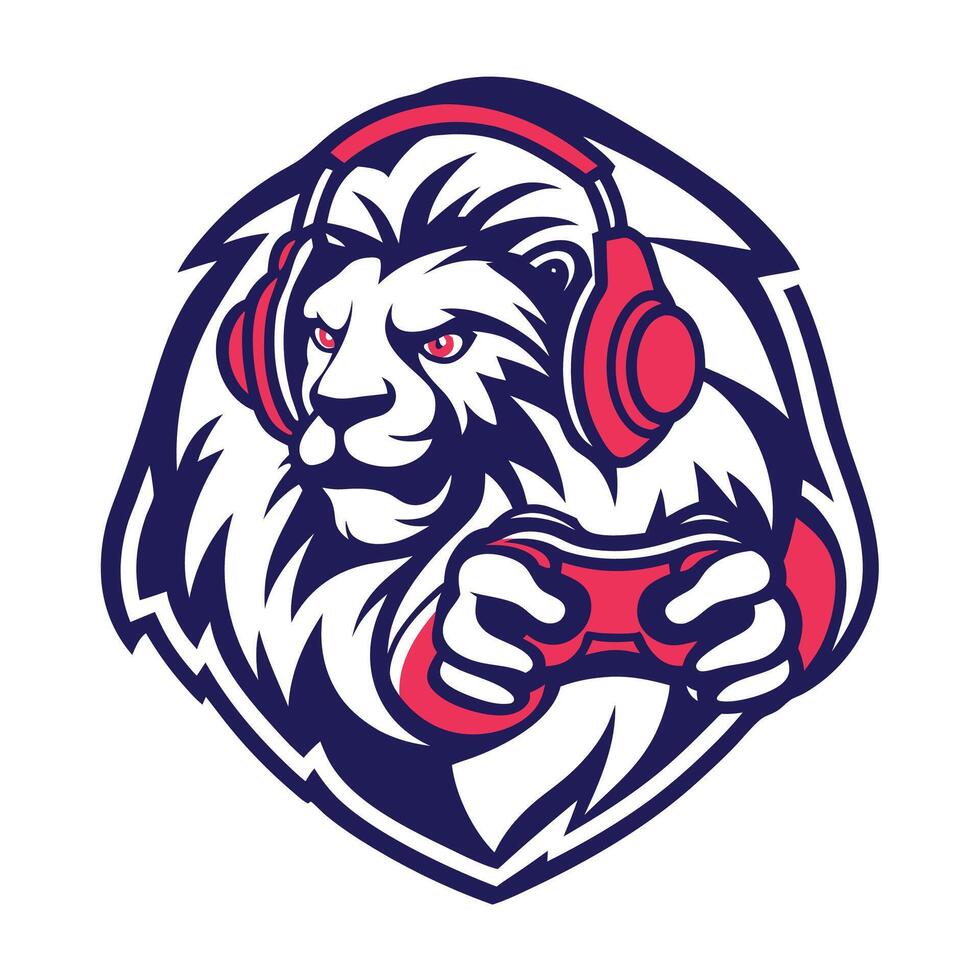 lion mascot mascot head with headphones design art vector
