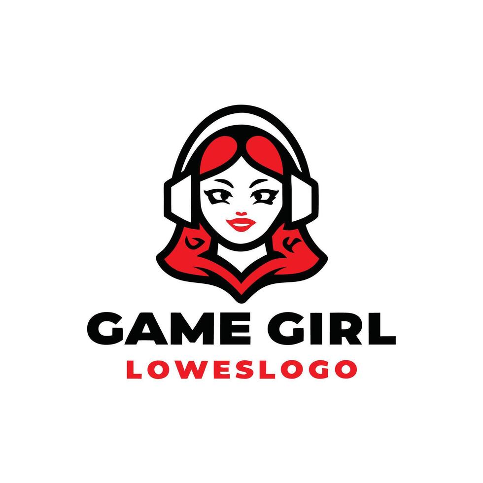 game girl logo design vector