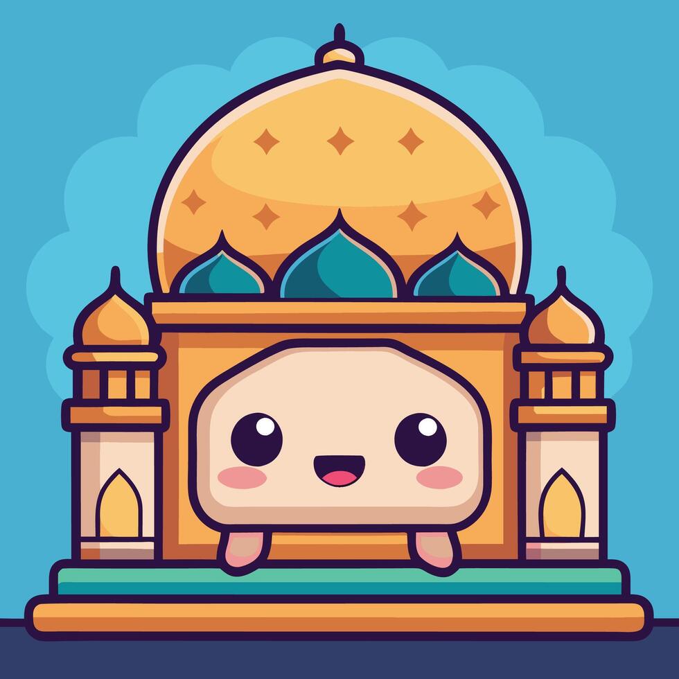 cartoon character with a mosque in the background vector