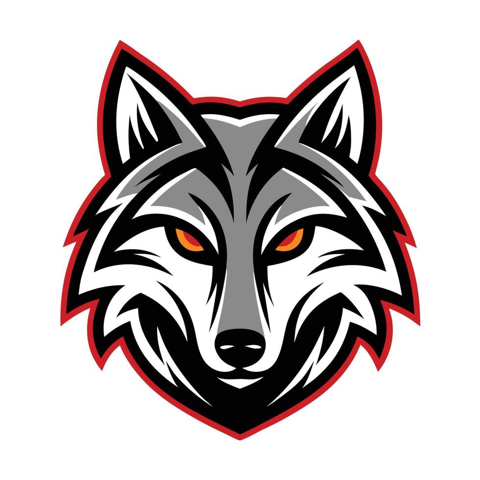 the wolf head is shown in the middle of the logo vector