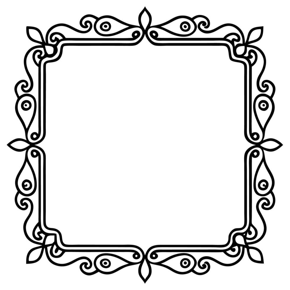 a black and white of a square frame vector