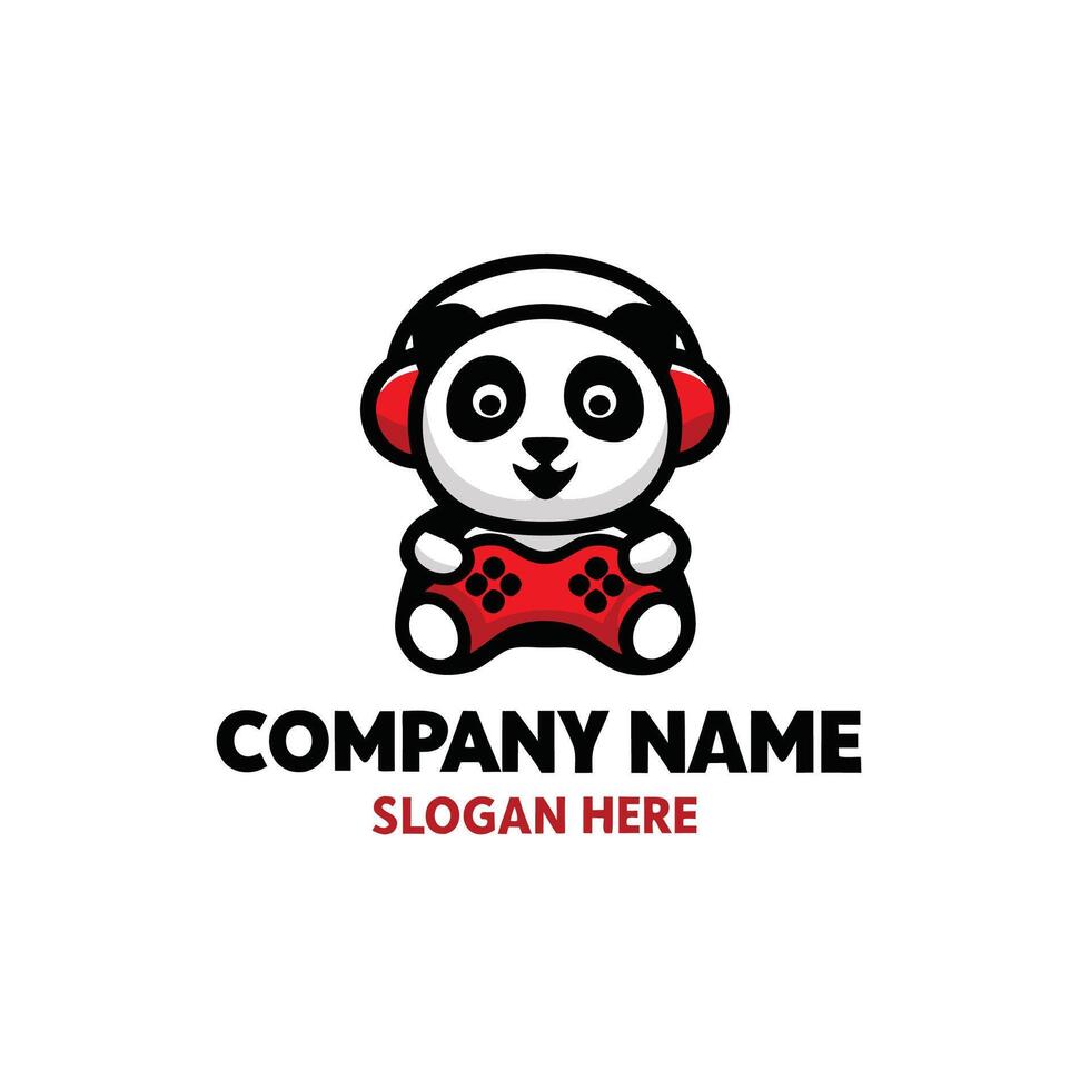 panda bear playing games logo design design art vector