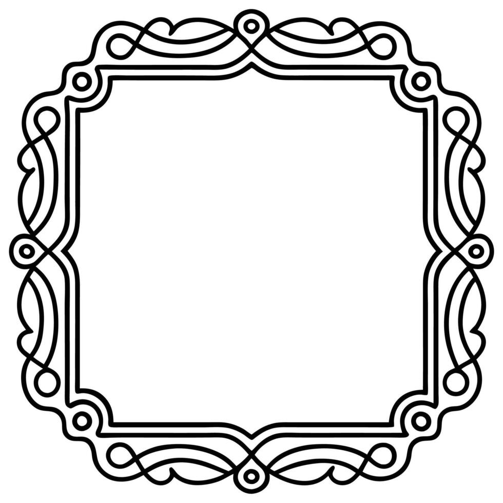black and white drawing of a square frame design art vector