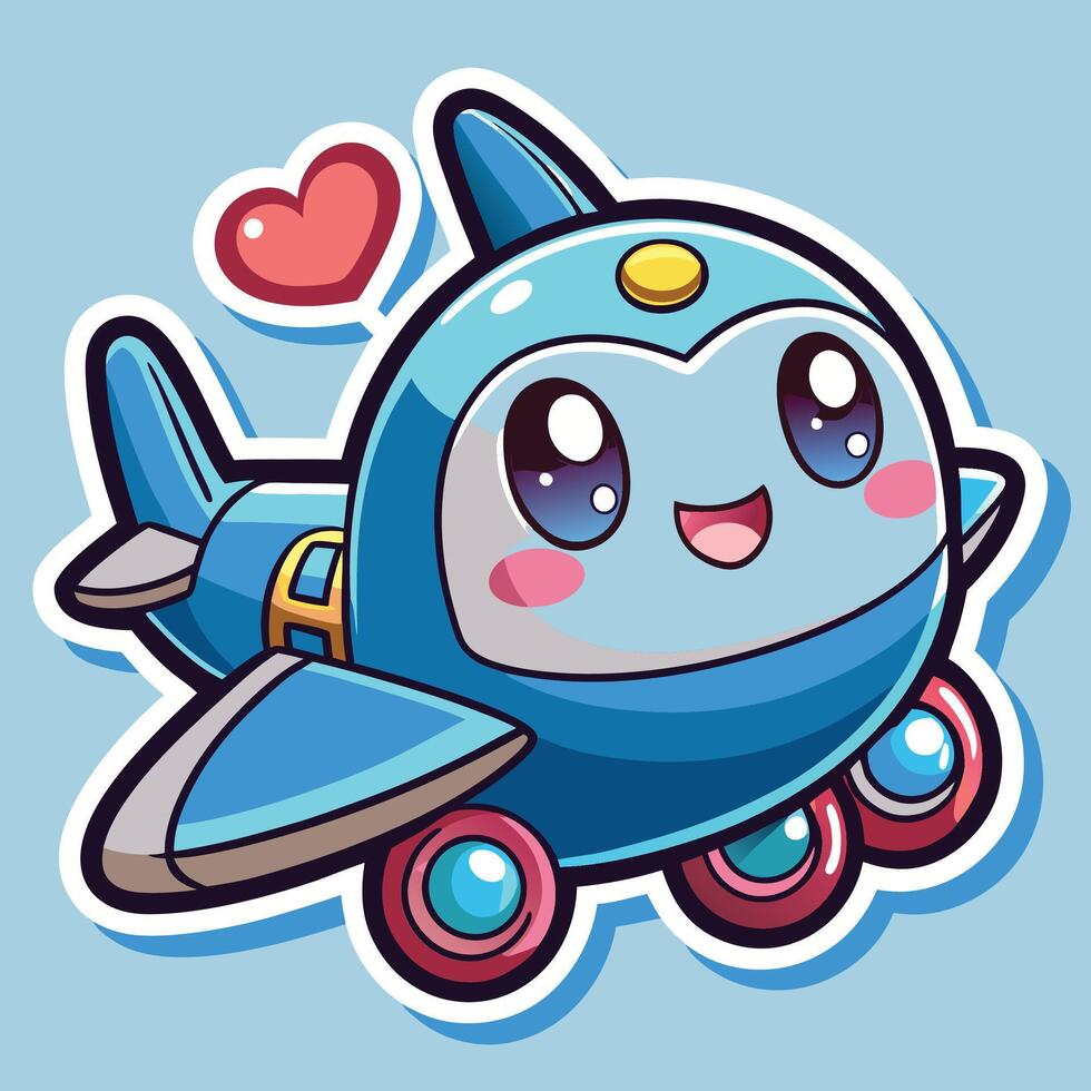 a cute cartoon airplane with a heart on it vector