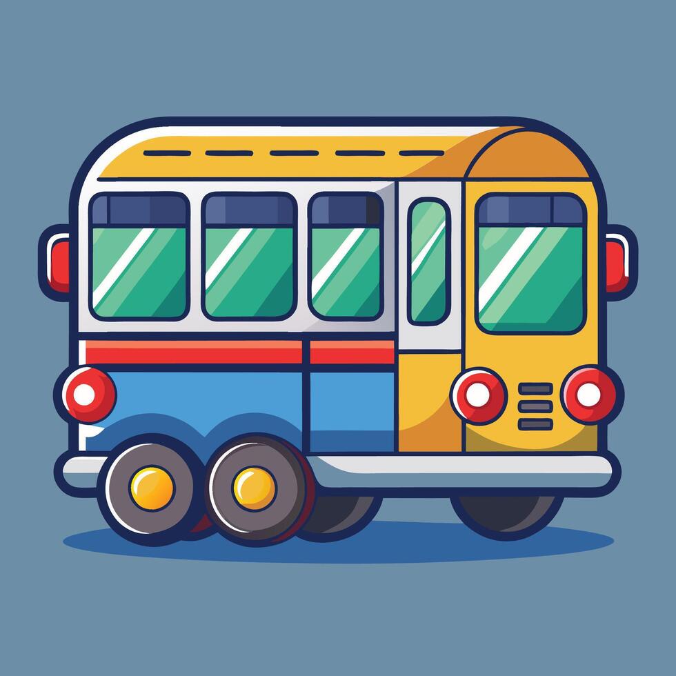 cartoon bus on a blue background vector