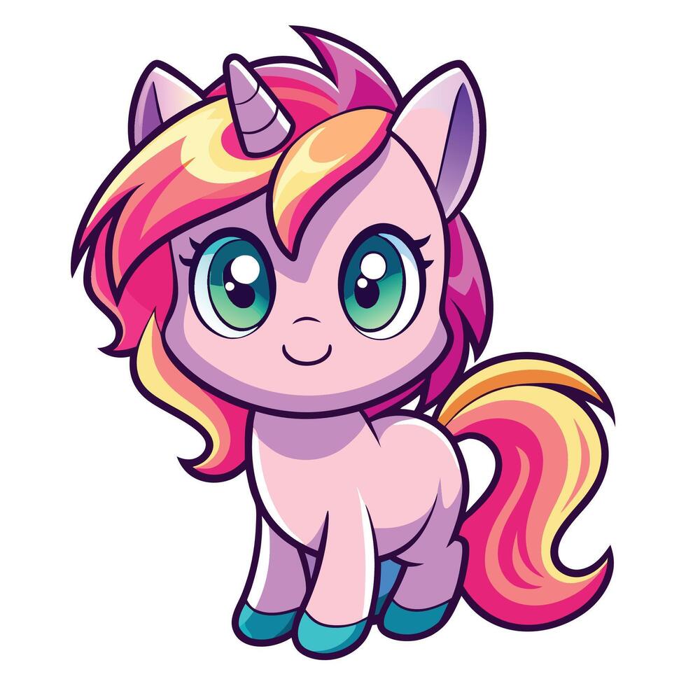 a cartoon pony with pink hair and a yellow mane vector