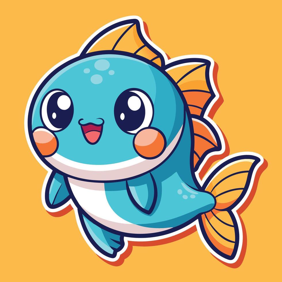 cute cartoon fish with big eyes and a smile vector