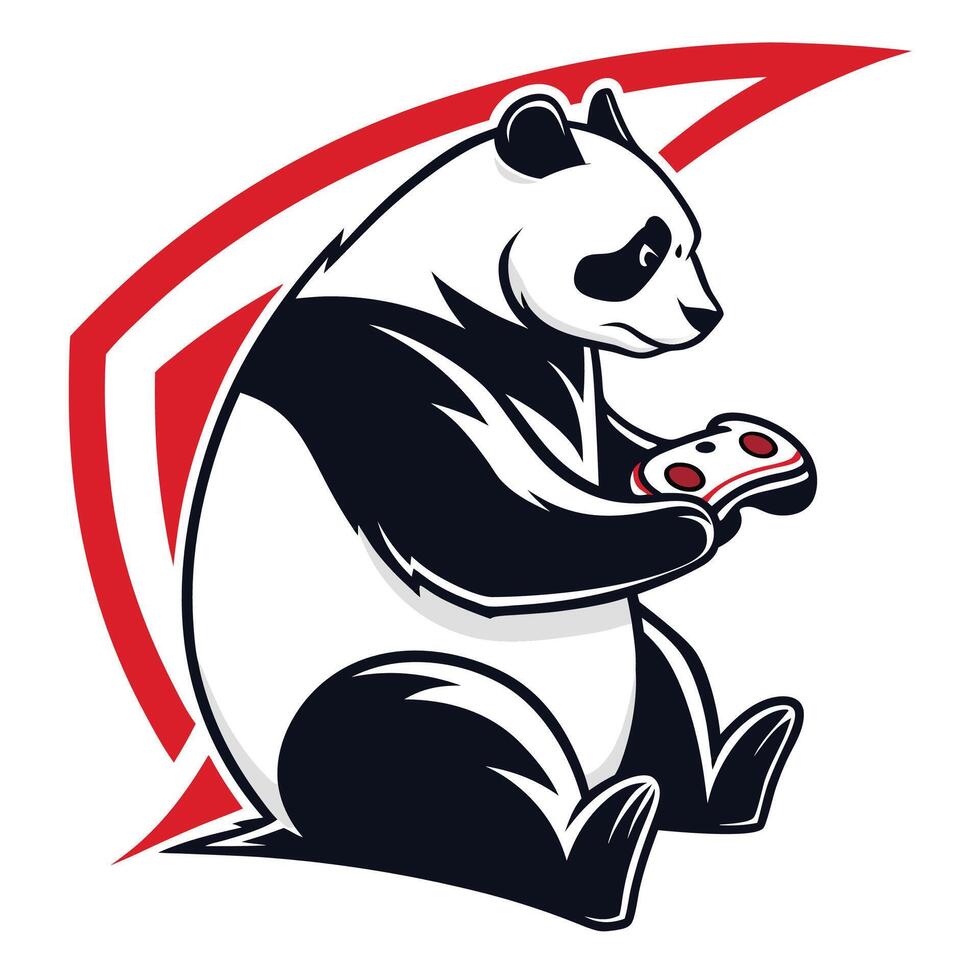 panda playing game illustration vector