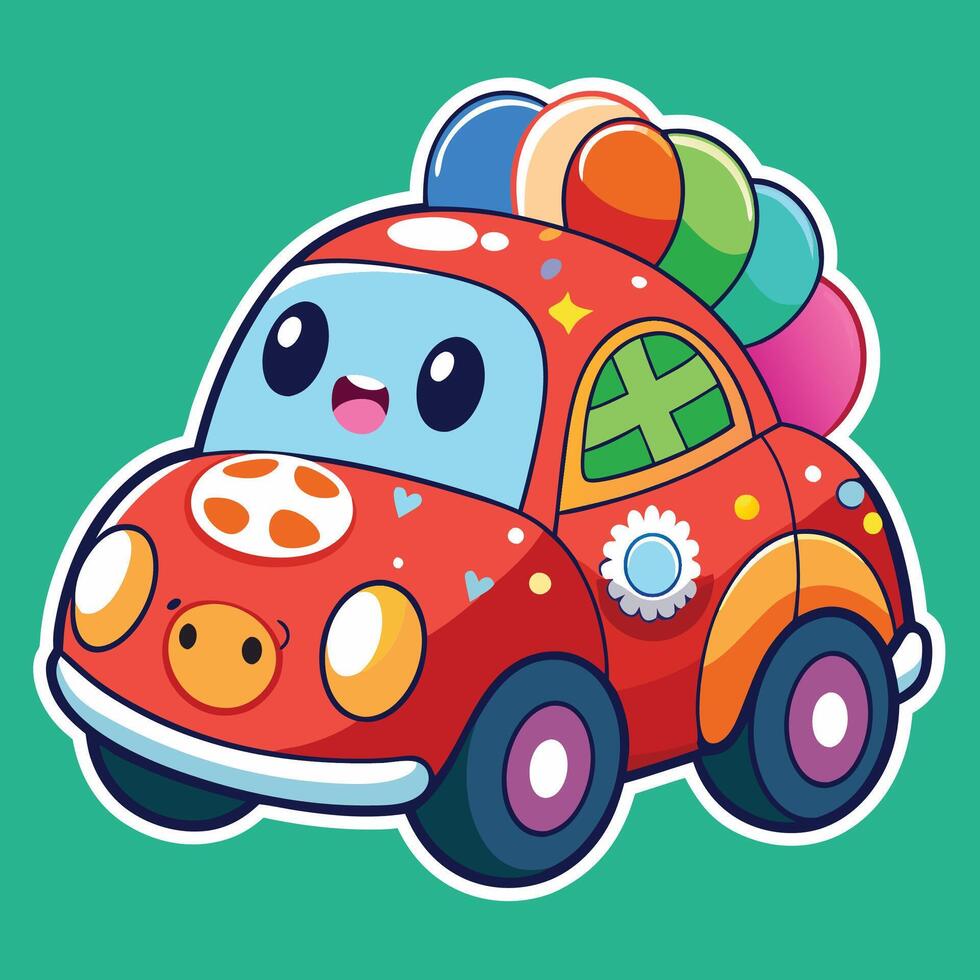 a cartoon car with balloons on it vector