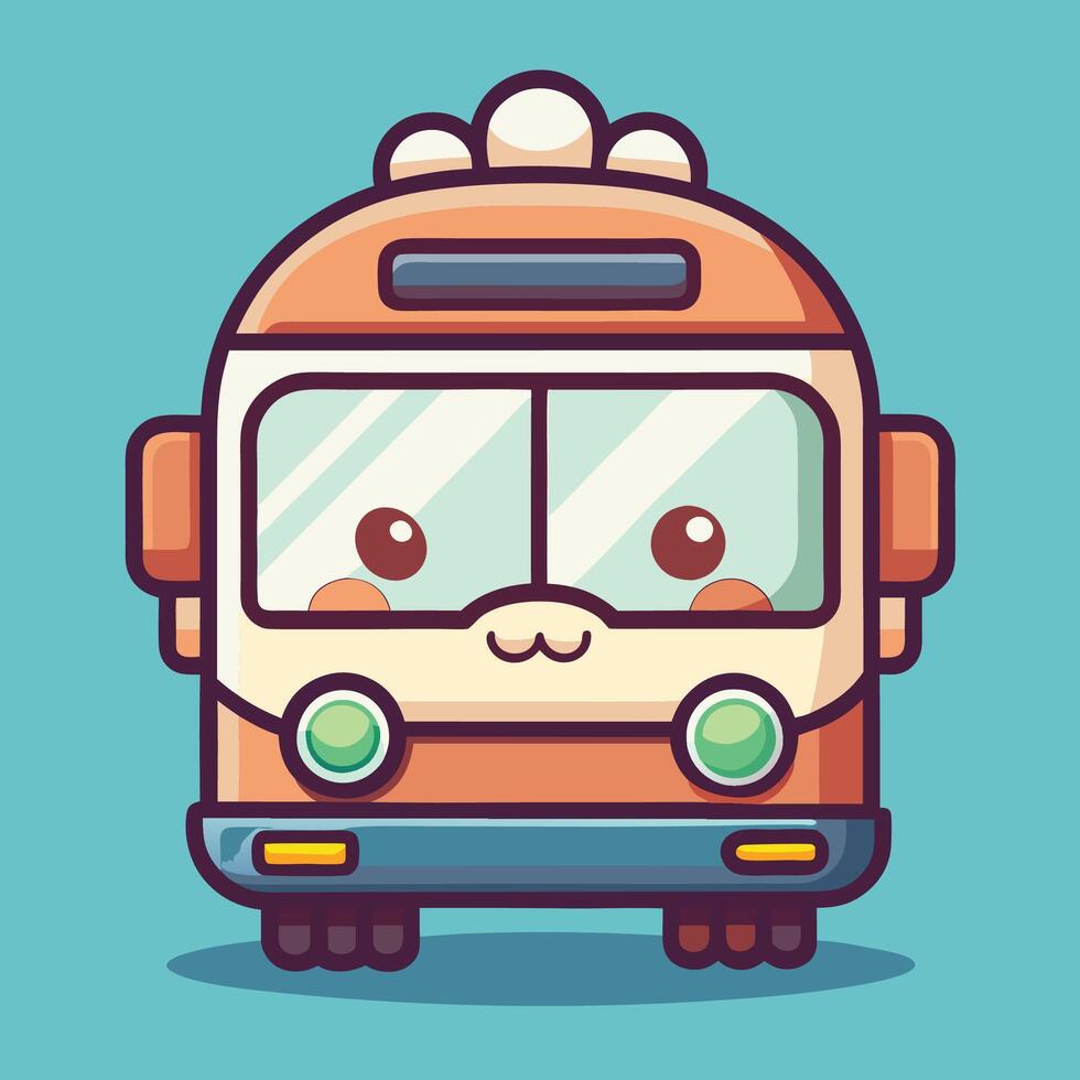 cartoon bus with eyes and vector