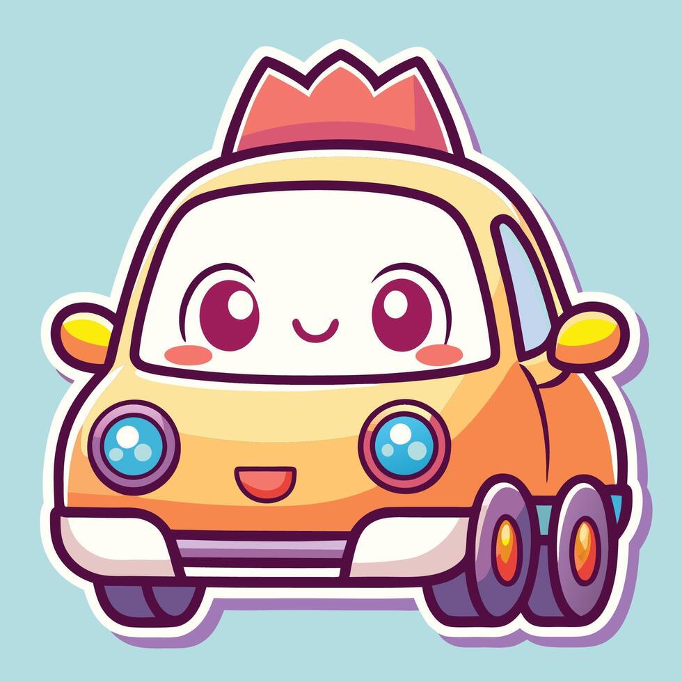 cartoon car with crown on top, illustration vector
