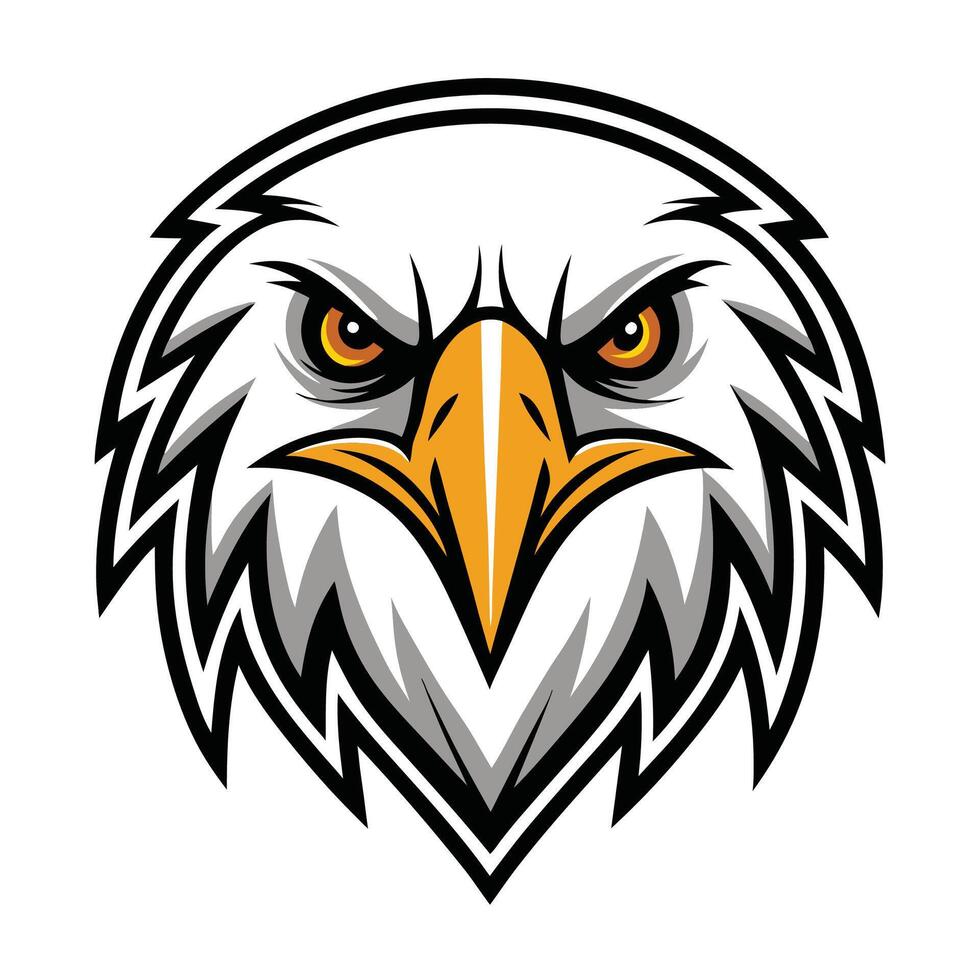 an eagle head with a large beak and yellow eyes vector