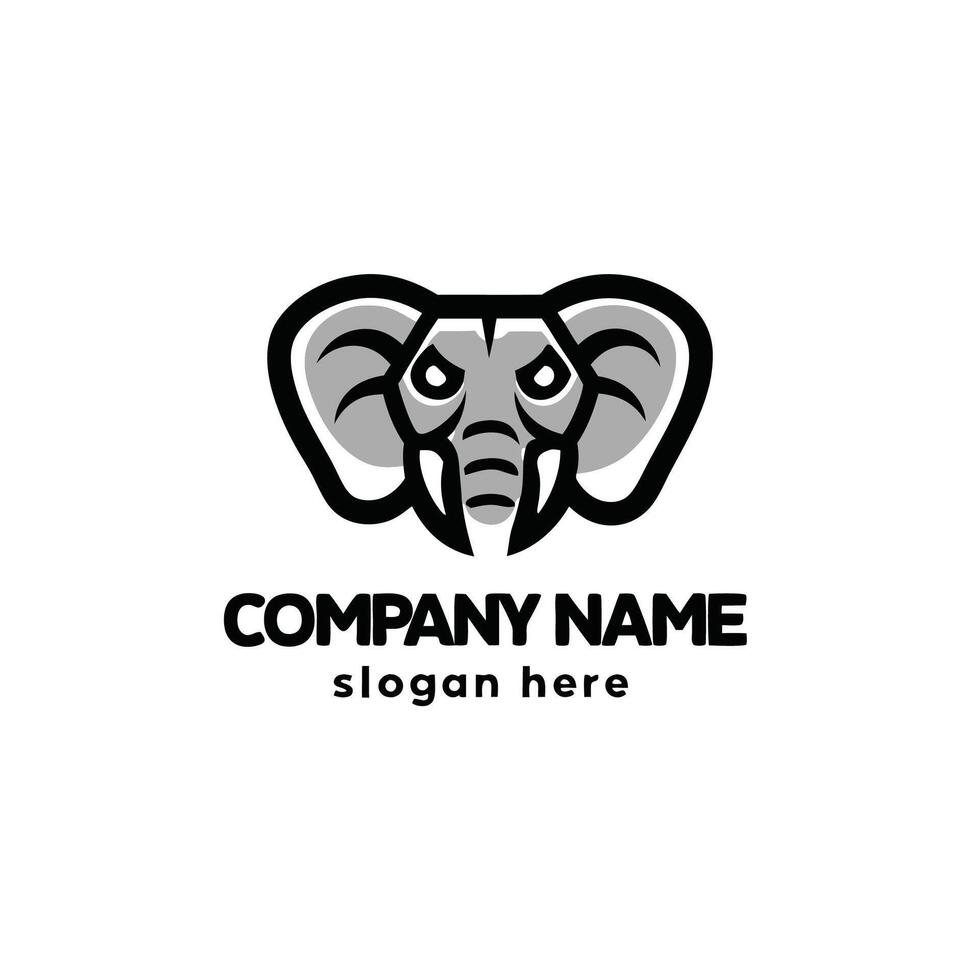 an elephant head logo design vector