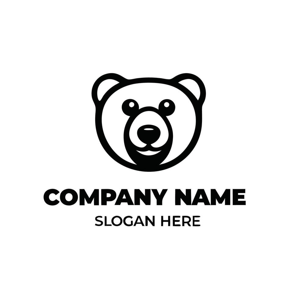 a bear logo design with a black and white background vector
