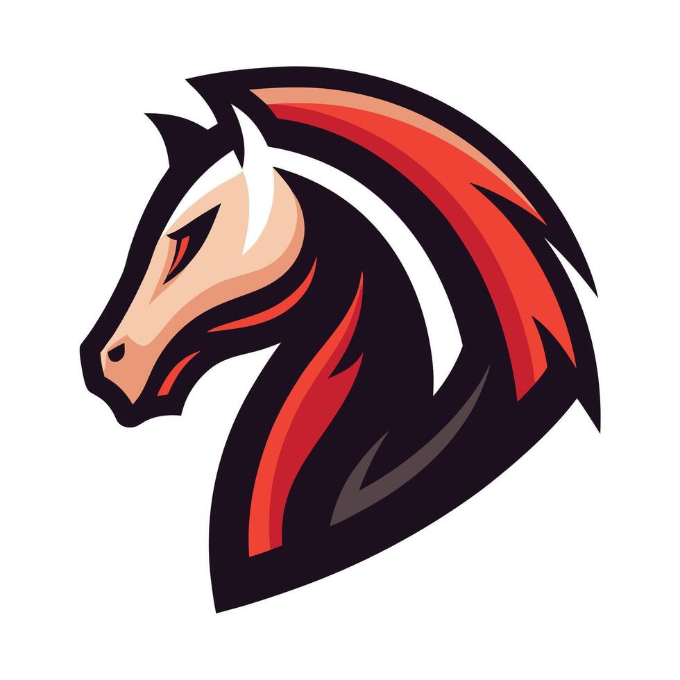 a horse head with a red and black mane vector