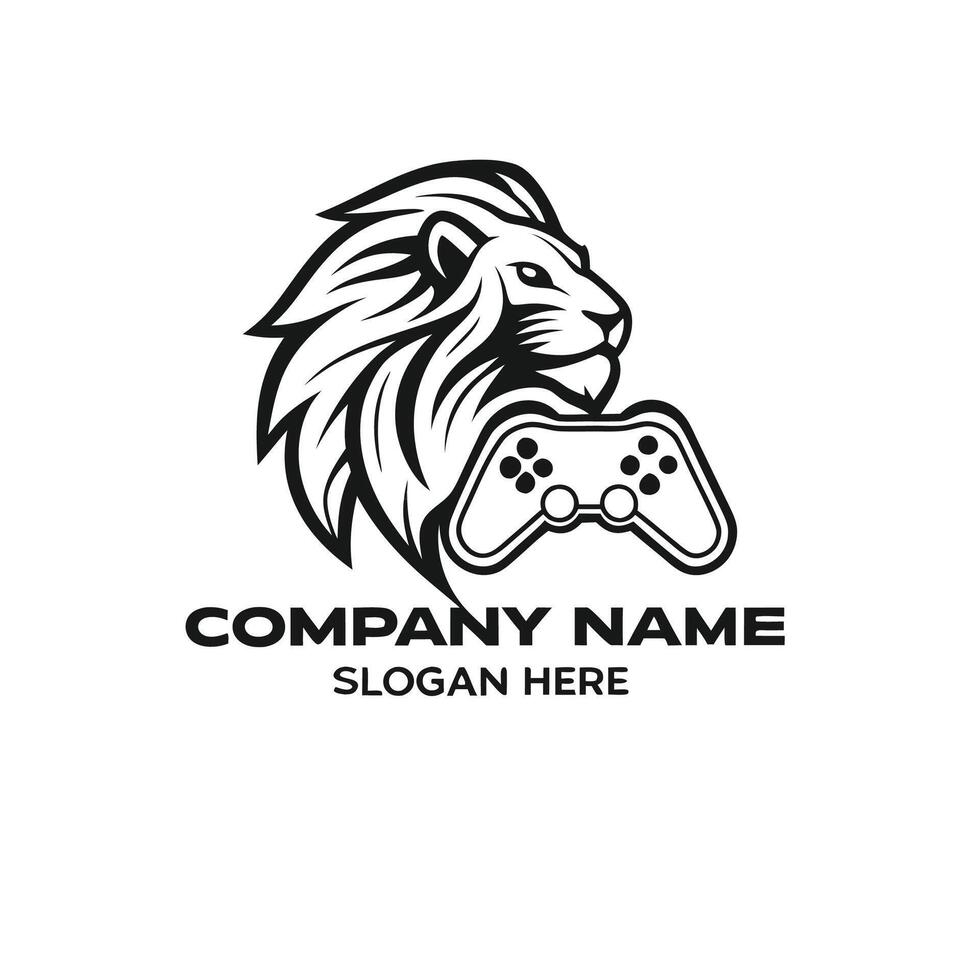 lion head gaming logo template vector