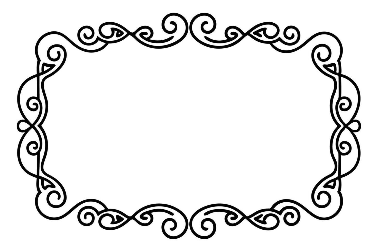 black and white drawing of a frame with swirls vector
