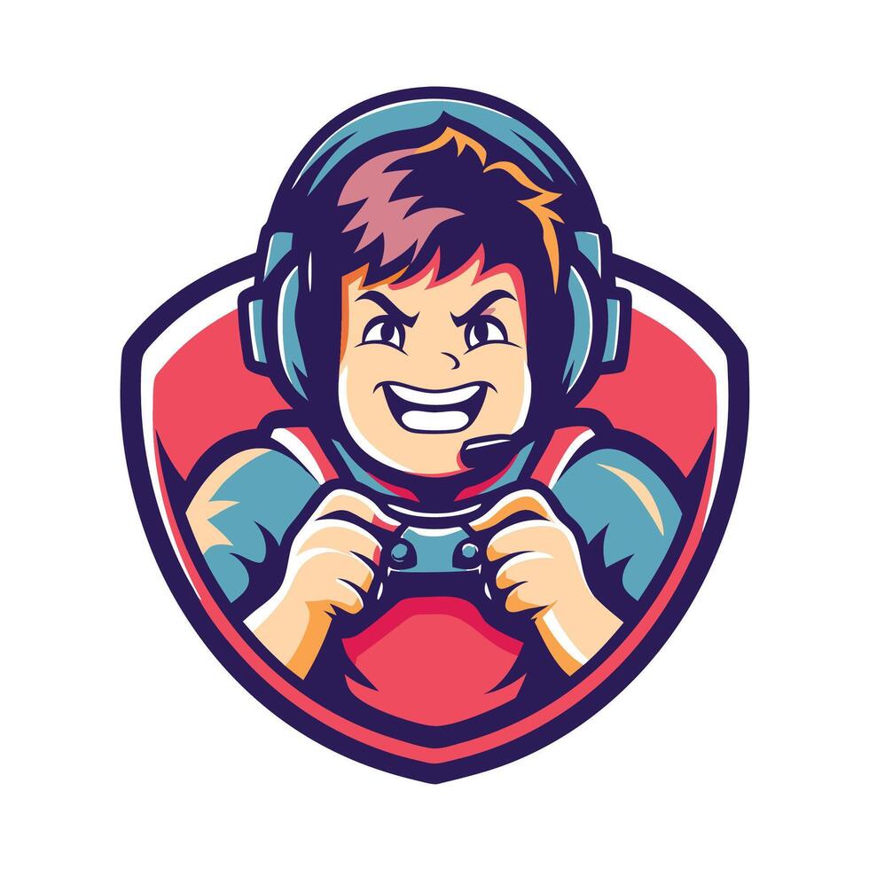 a cartoon character with a headset and controller vector