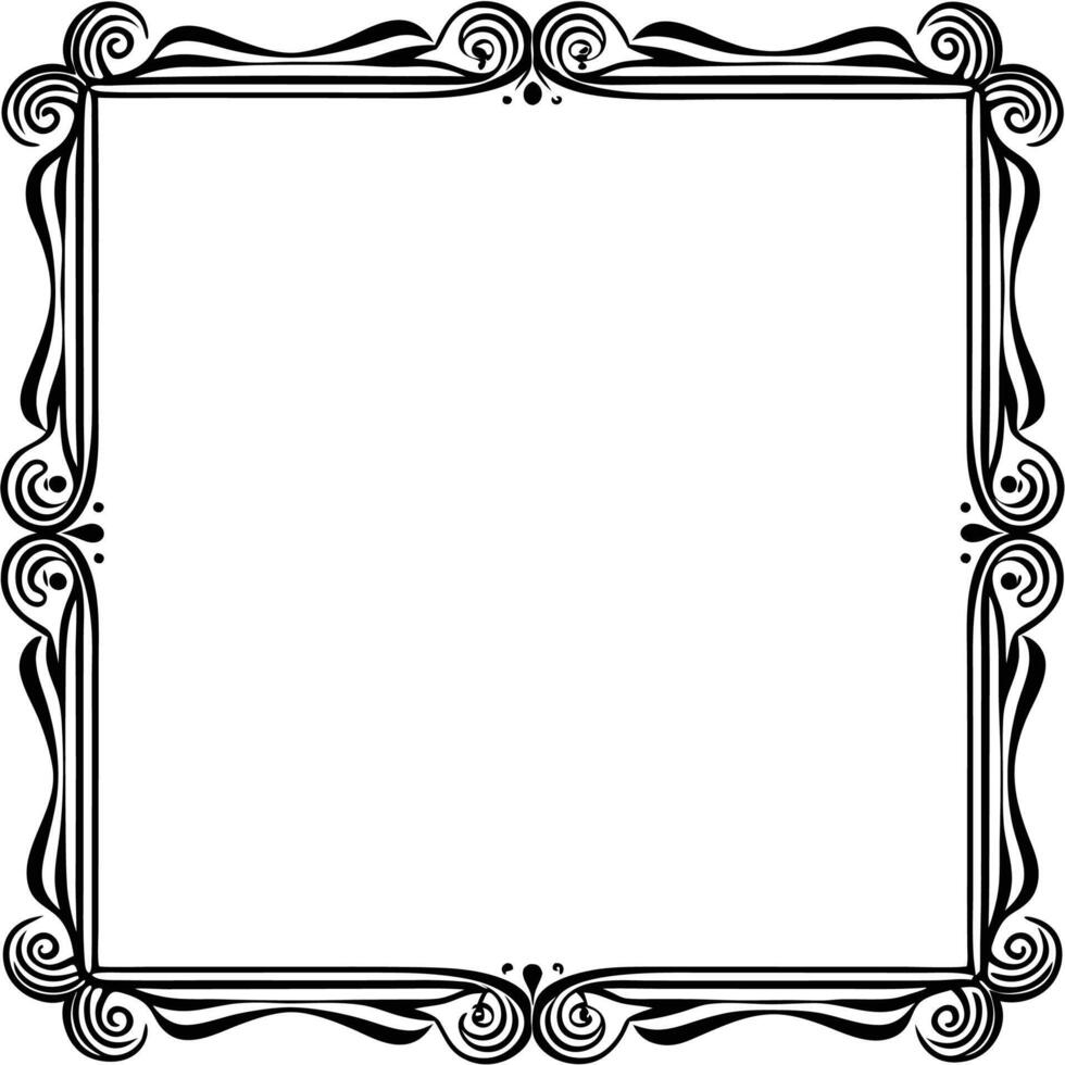 black and white square frame with a scroll pattern vector