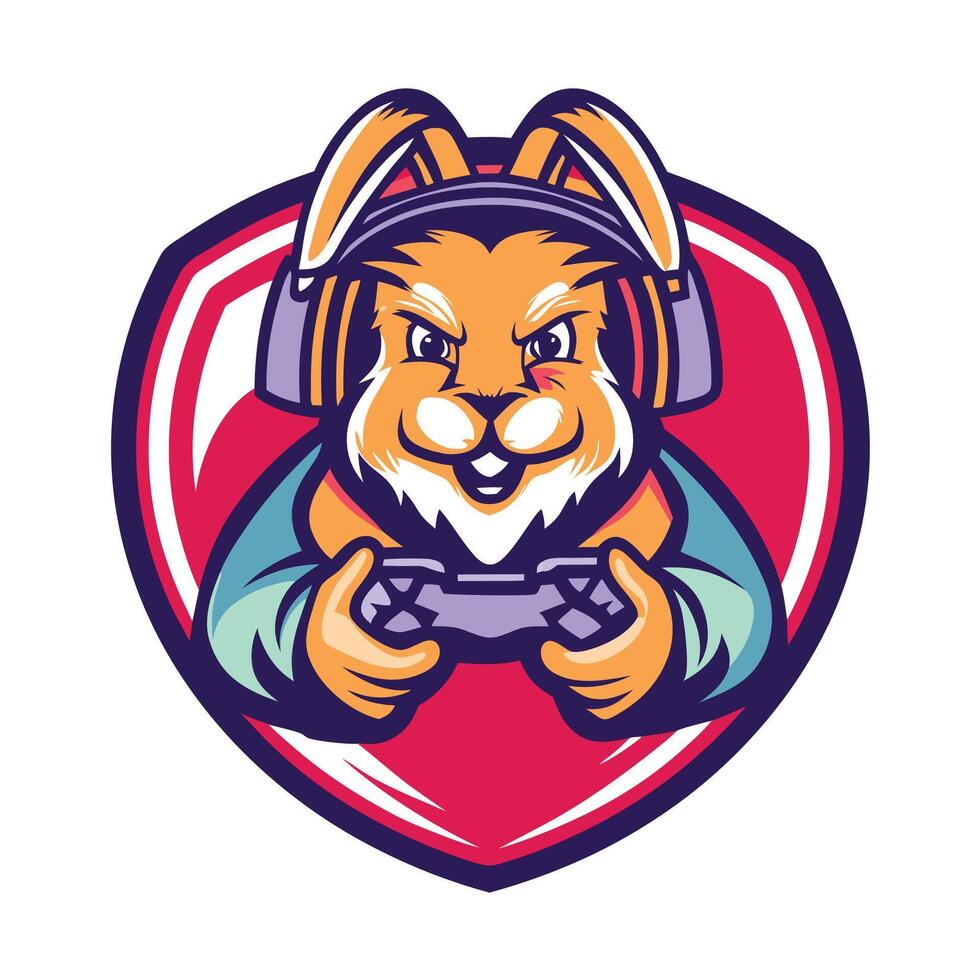 mascot illustration of a rabbit playing game on vector