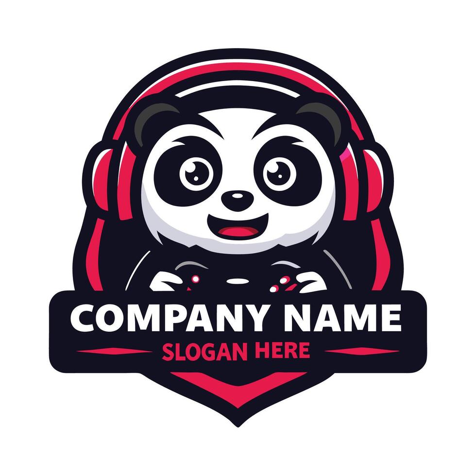 panda bear holding a controller and playing games vector