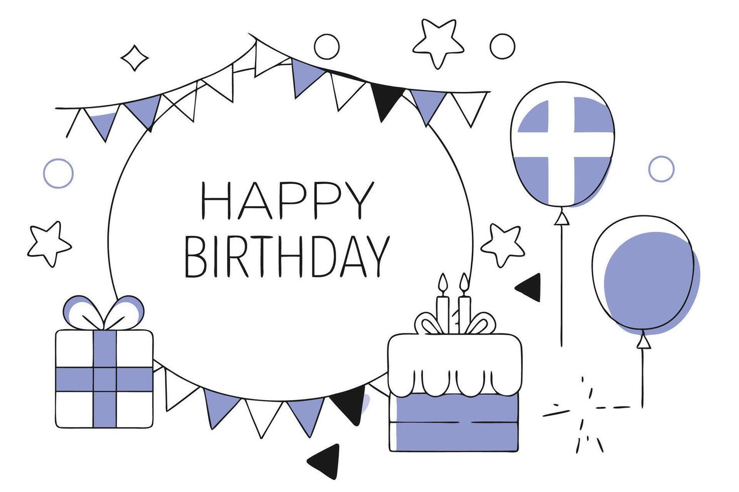 birthday card with balloons vector