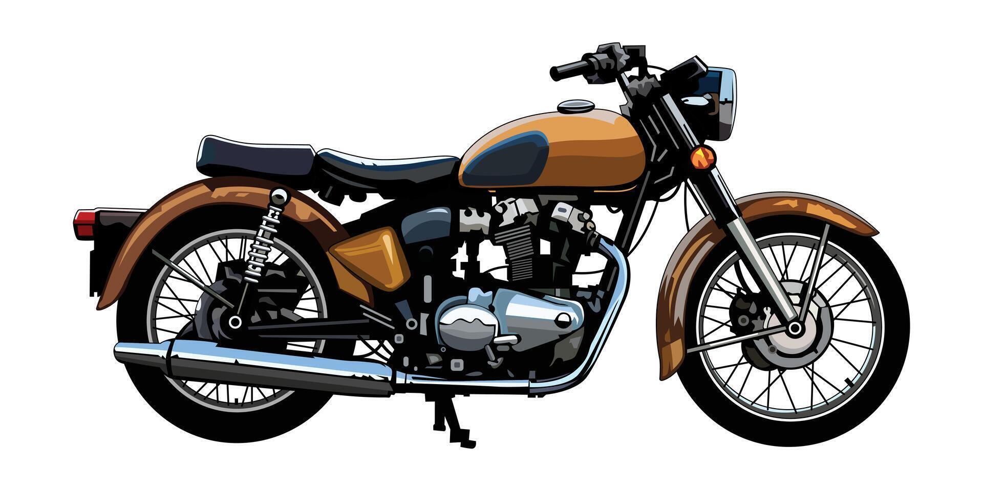 Vintage motorcycle, old motorbike illustration style, isolated on white background. vector