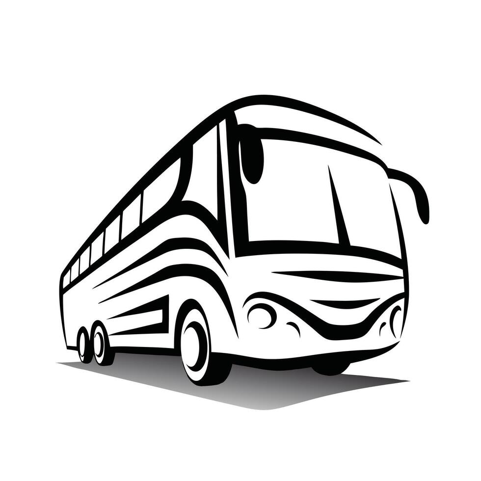 Black and White Bus Sketch Outline Illustration vector