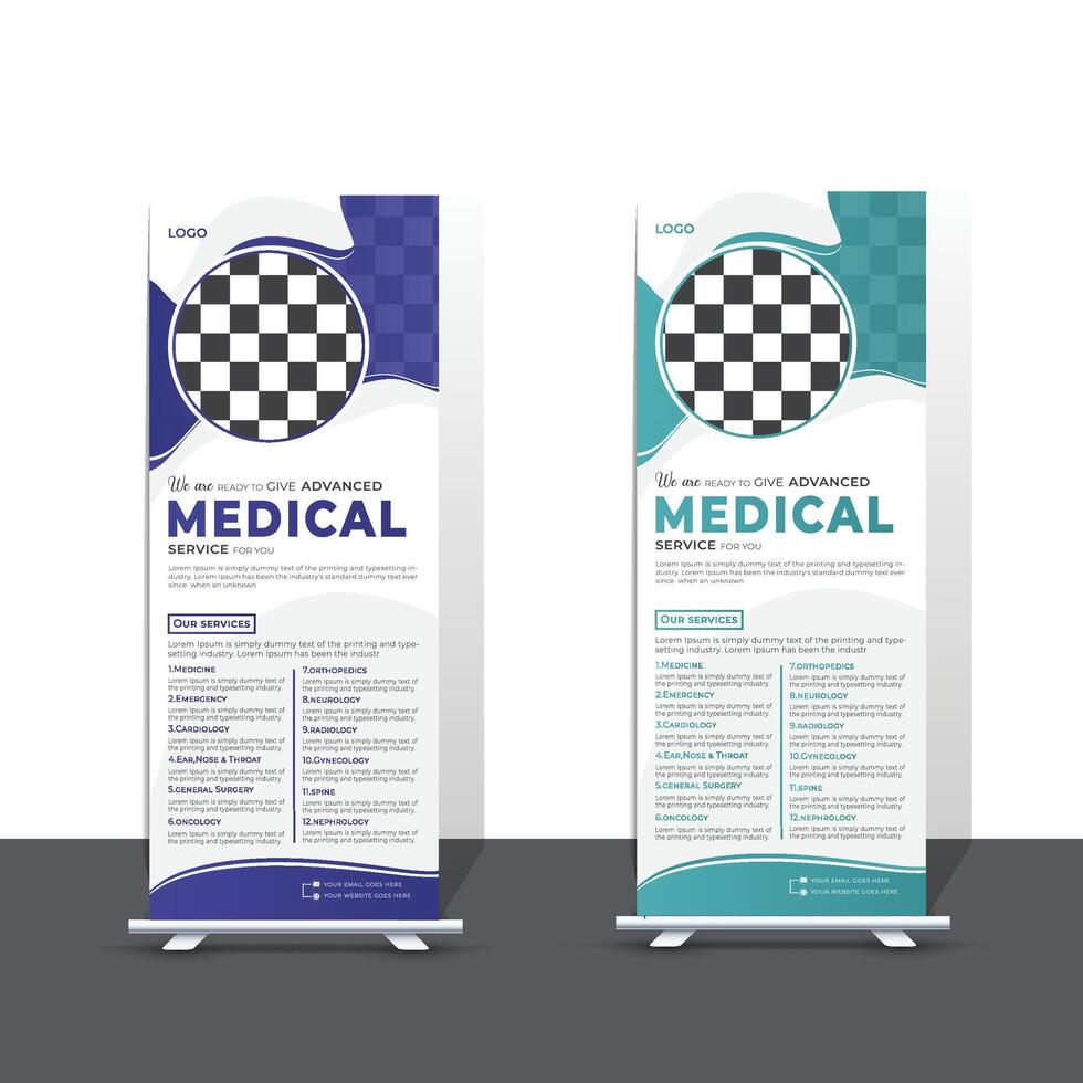 Modern medical roll up banner design template vector