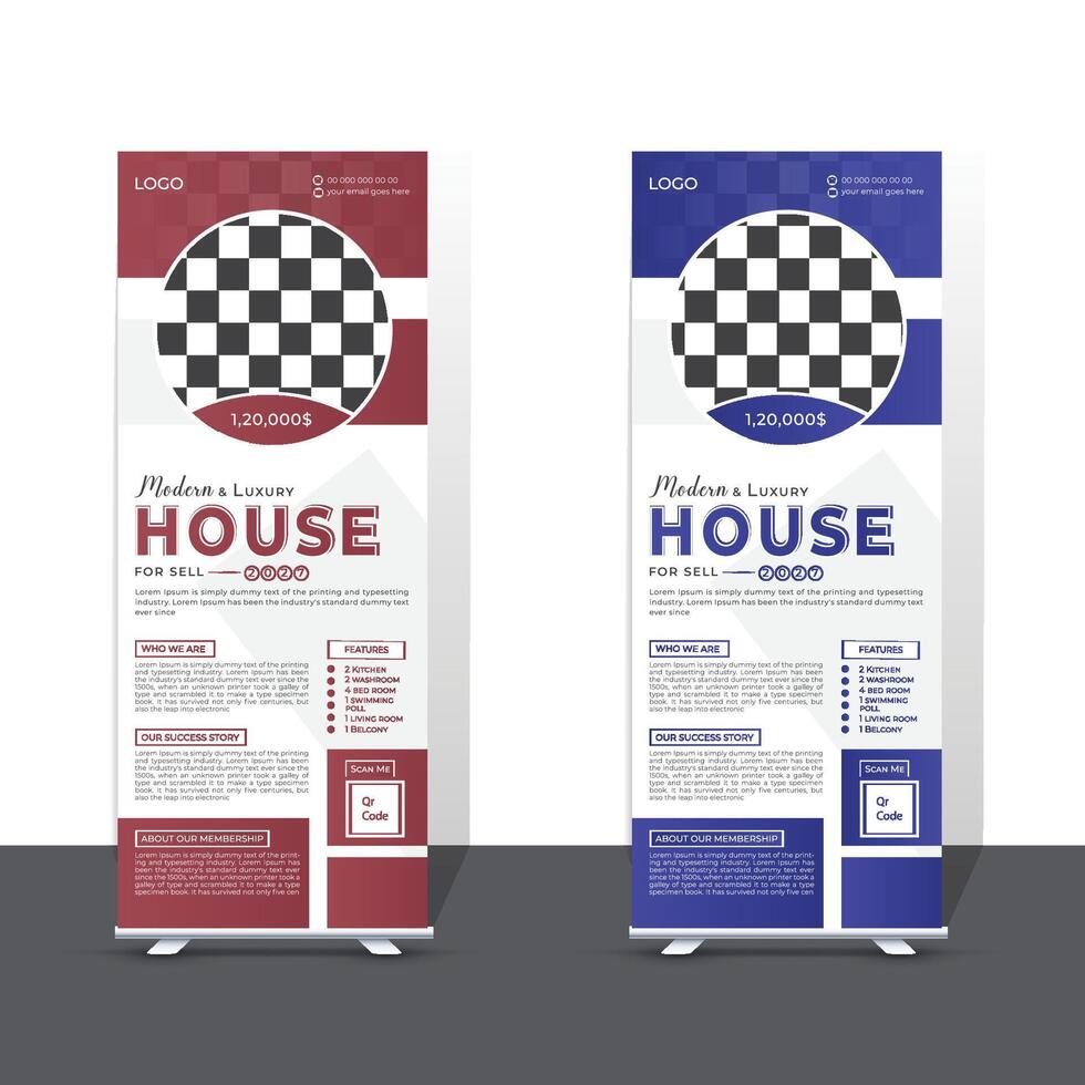 Real estate roll up banner design template vector