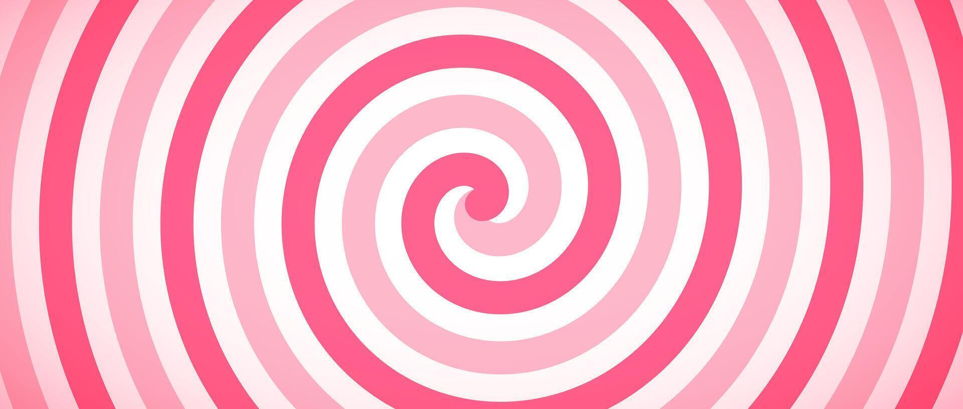 Candy color spiral background. Pink rotating swirl pattern wallpaper. Cute spinning line vortex for banner, poster, flyer, booklet. Sweet cartoon twist or whirlpool. Ice cream backdrop vector