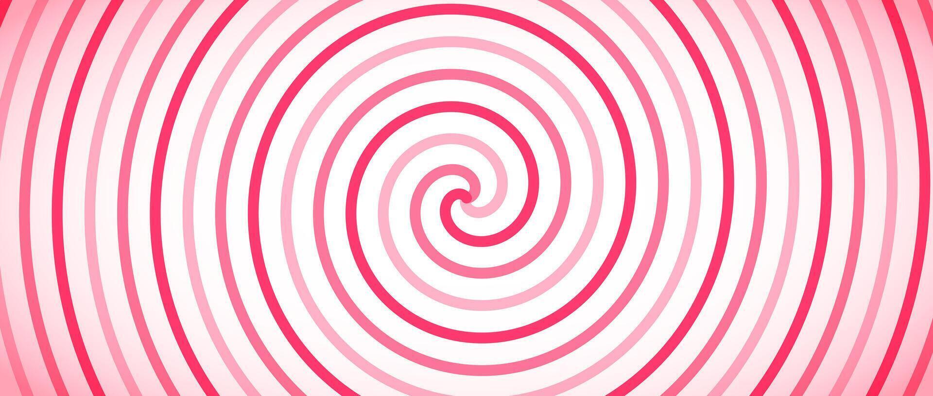 Candy color spiral background. Pink rotating swirl pattern wallpaper. Cute spinning line vortex for banner, poster, flyer, booklet. Sweet cartoon whipped cream concept. Ice cream backdrop vector