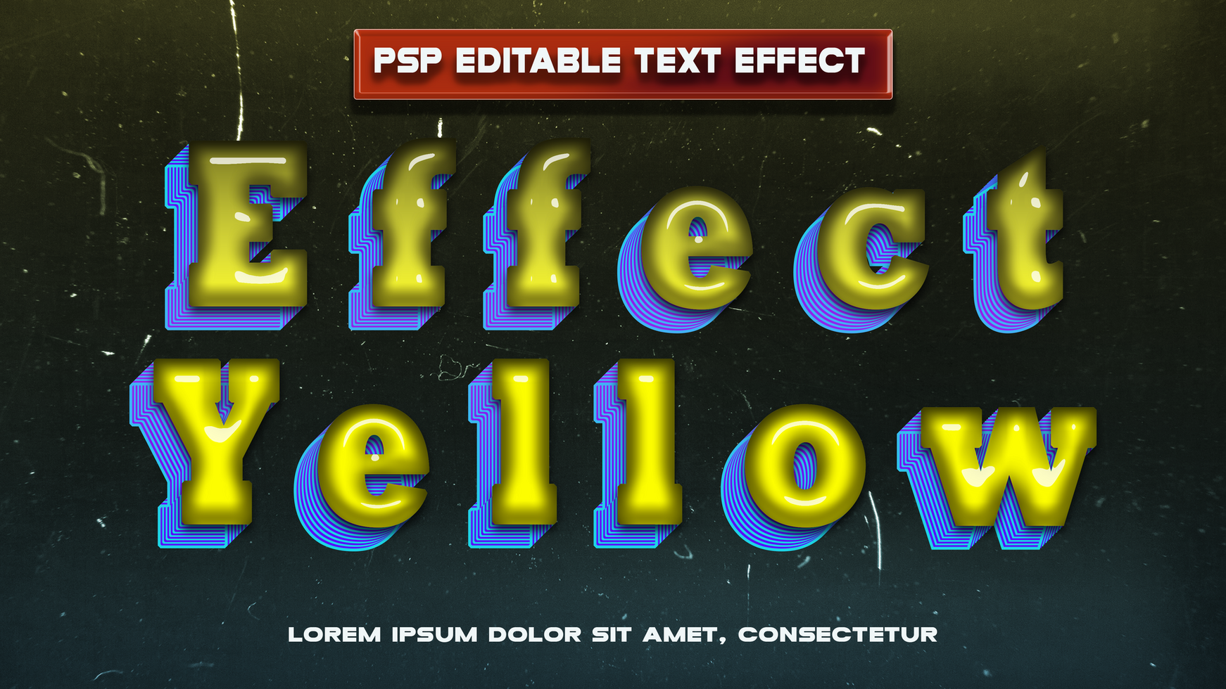 effect yellow text effect psd