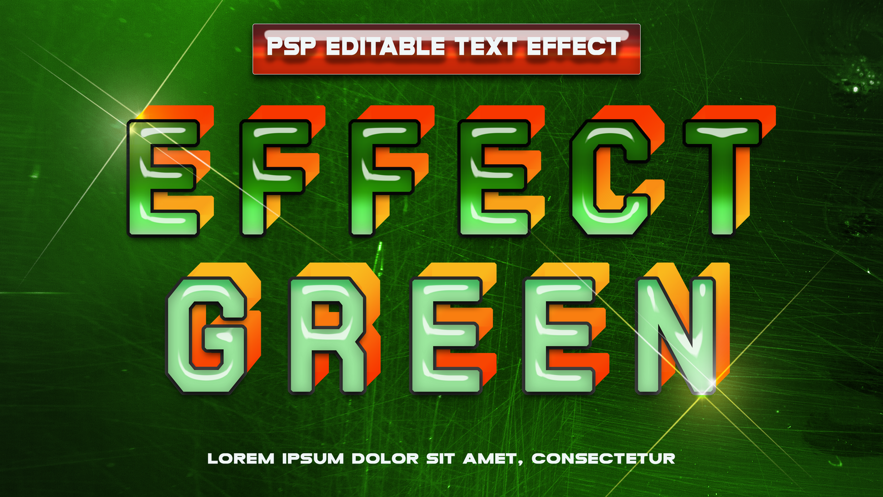 effect green text effect psd