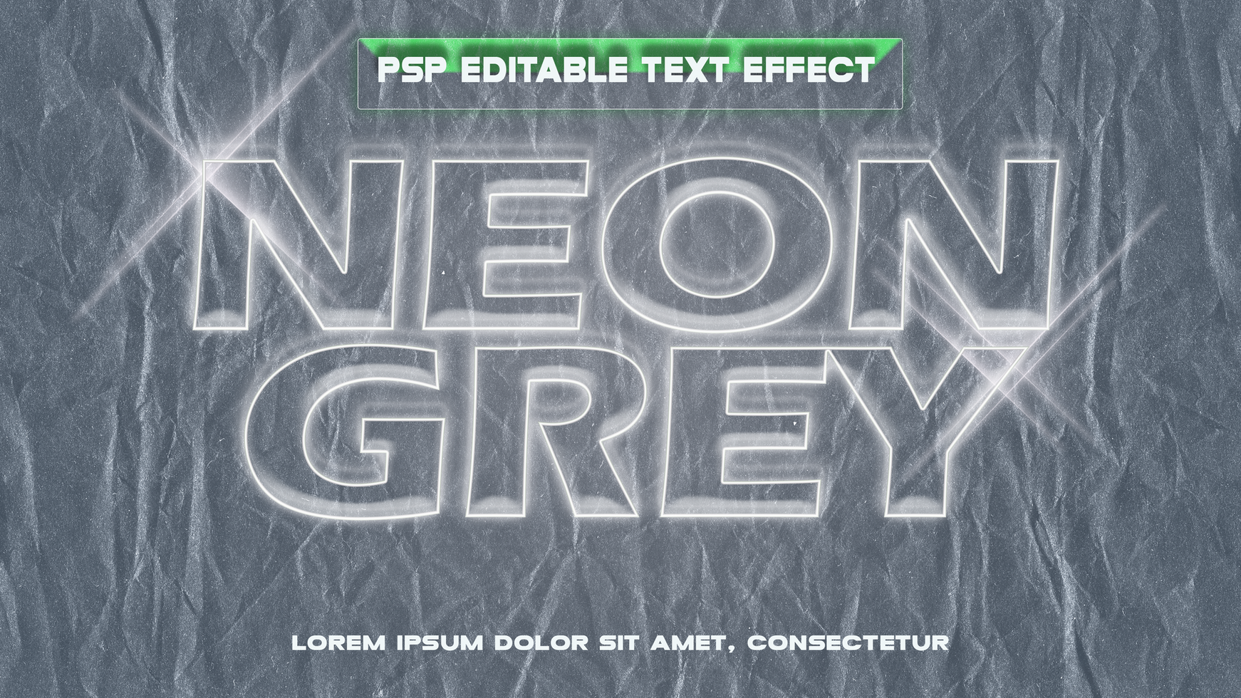 neon grey text effect psd