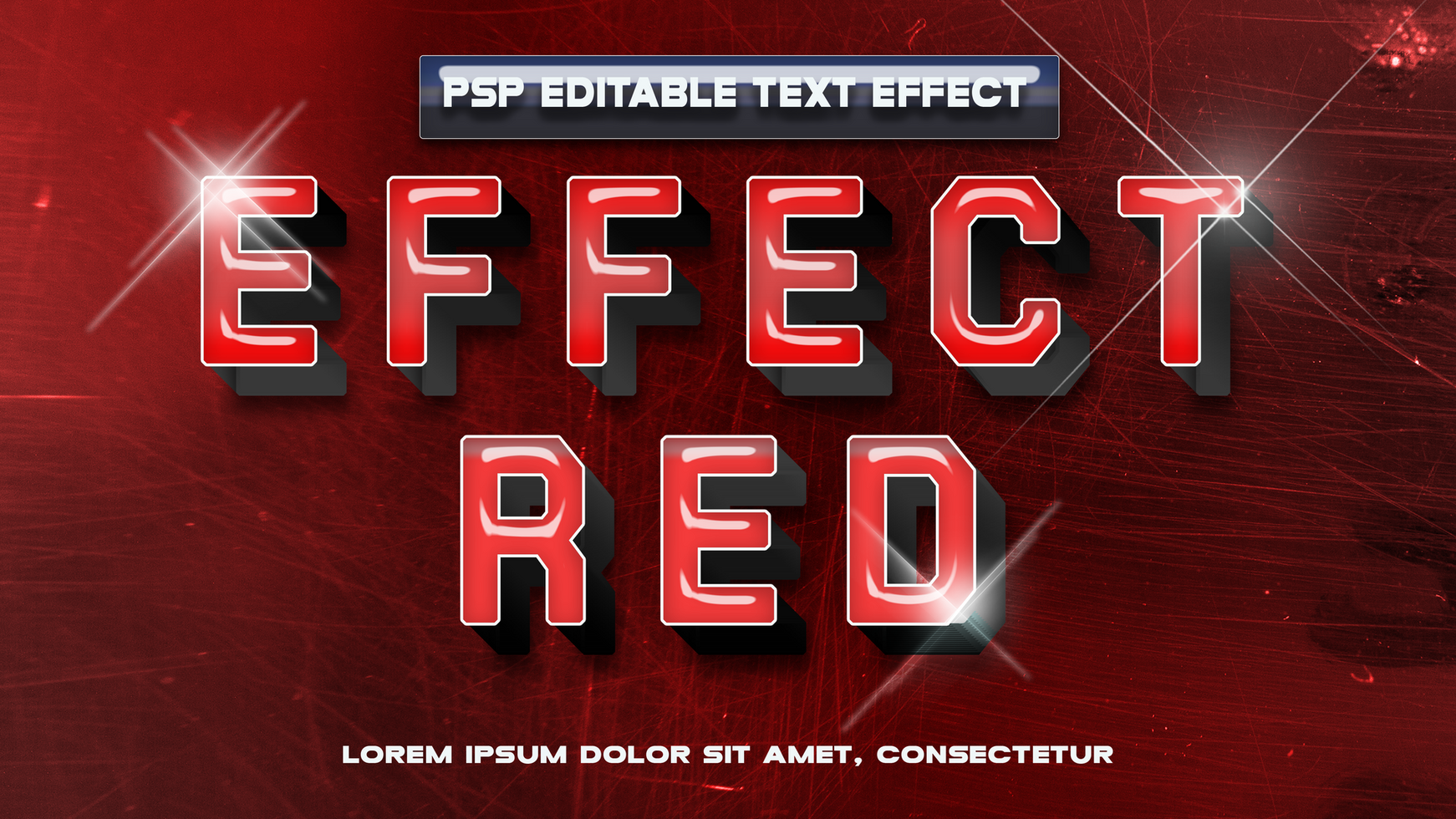 effect red text effect psd