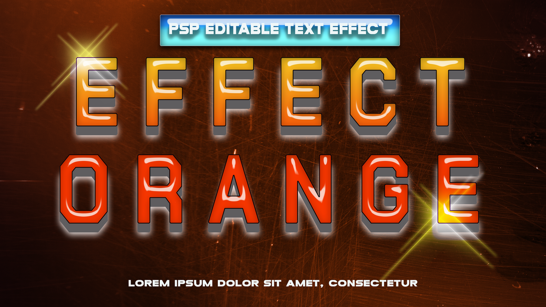 effect orange text psd