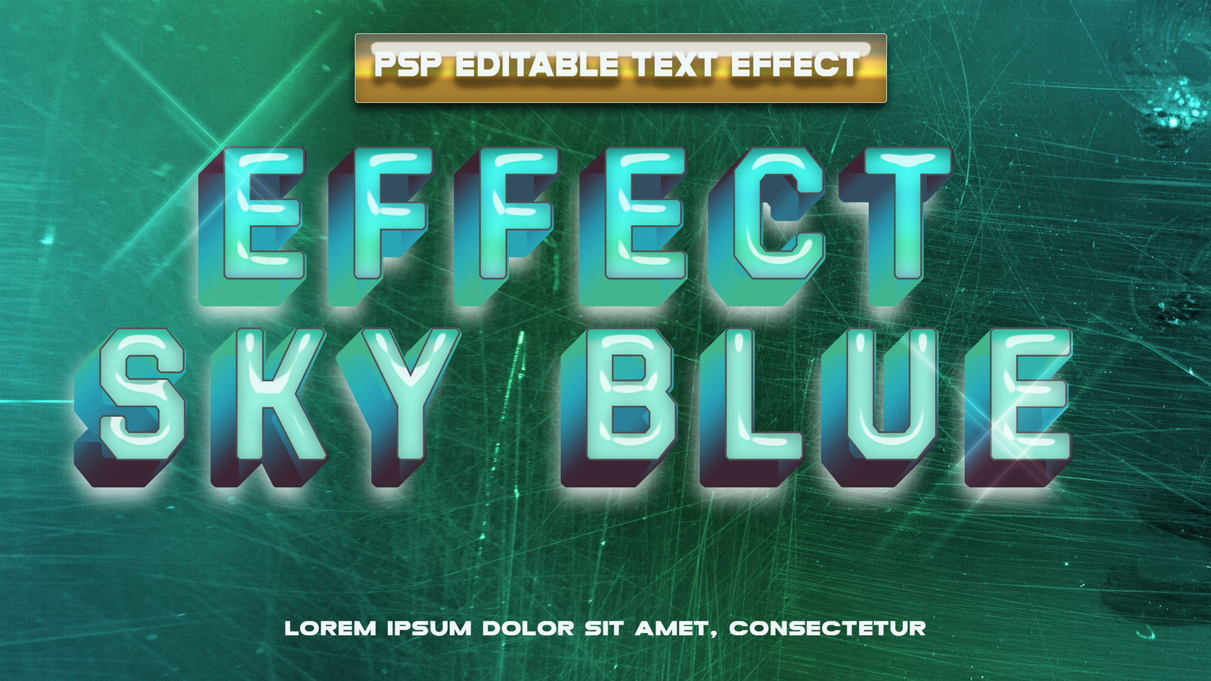 effect sky blue text effect psd