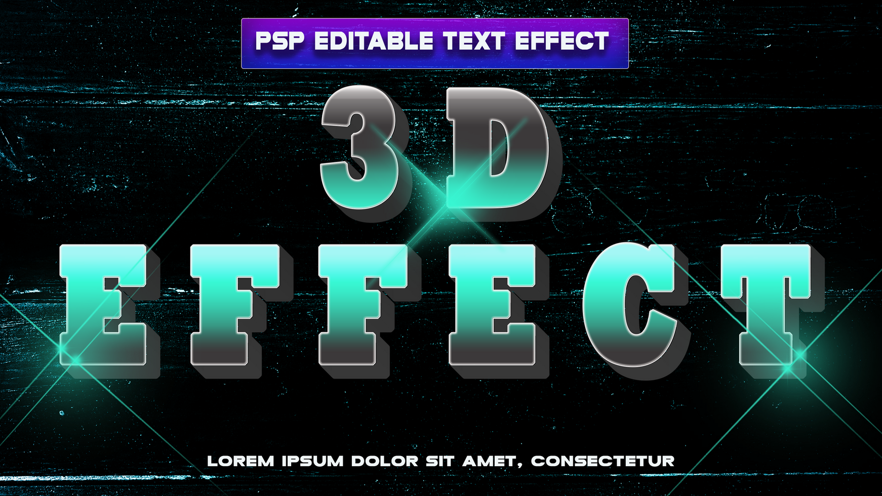 3d text effect with a blue glow psd