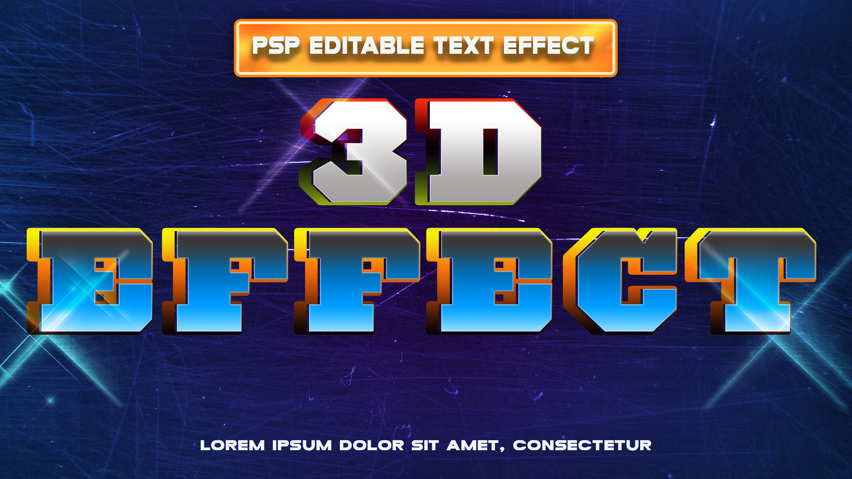 3d text effect with a blue background psd