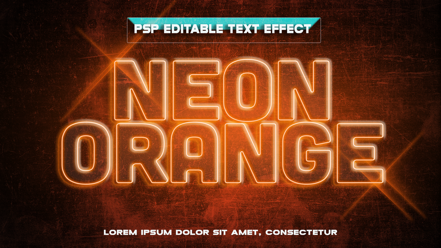 neon orange text effect psd