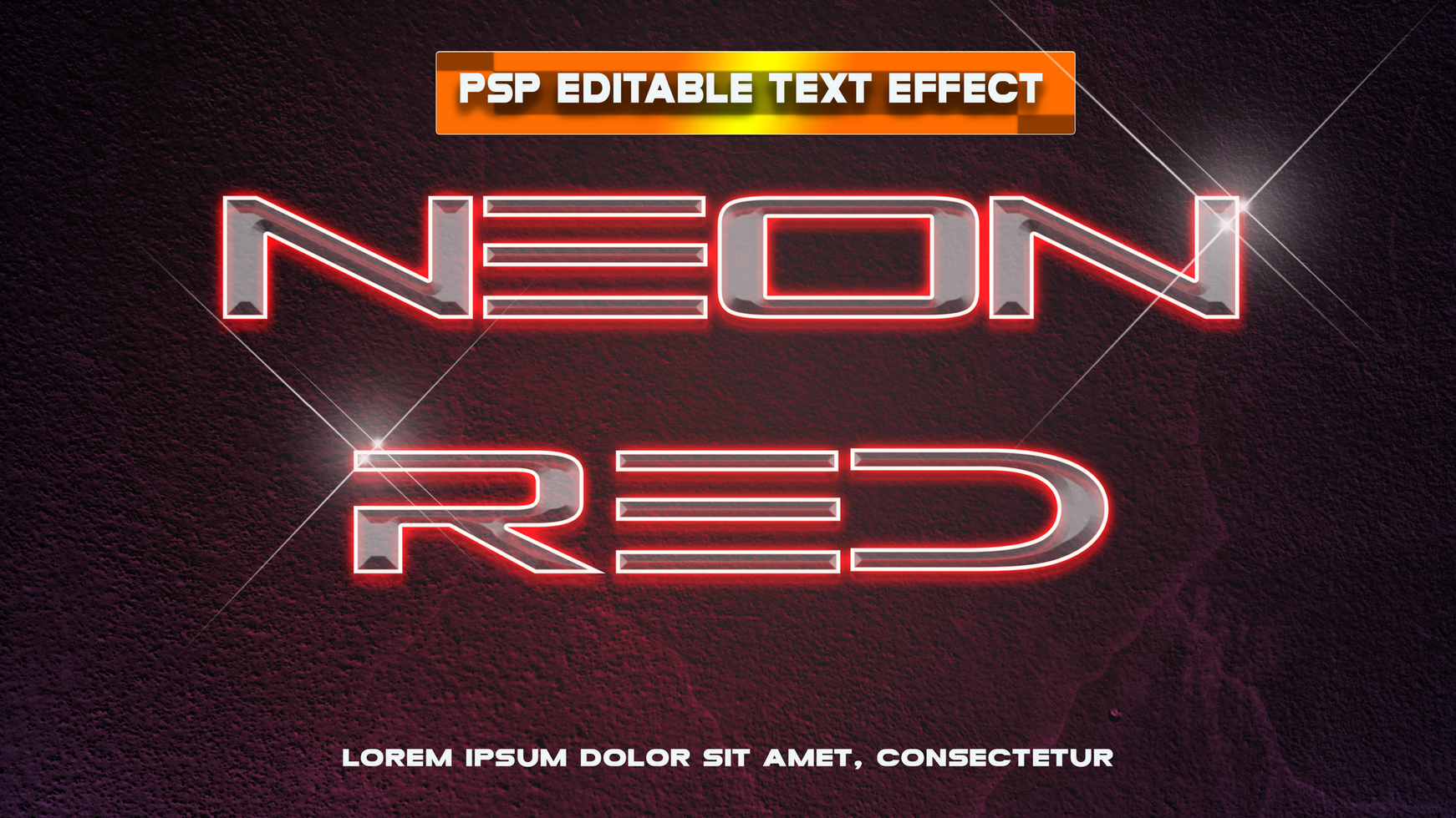 neon red text effect psd