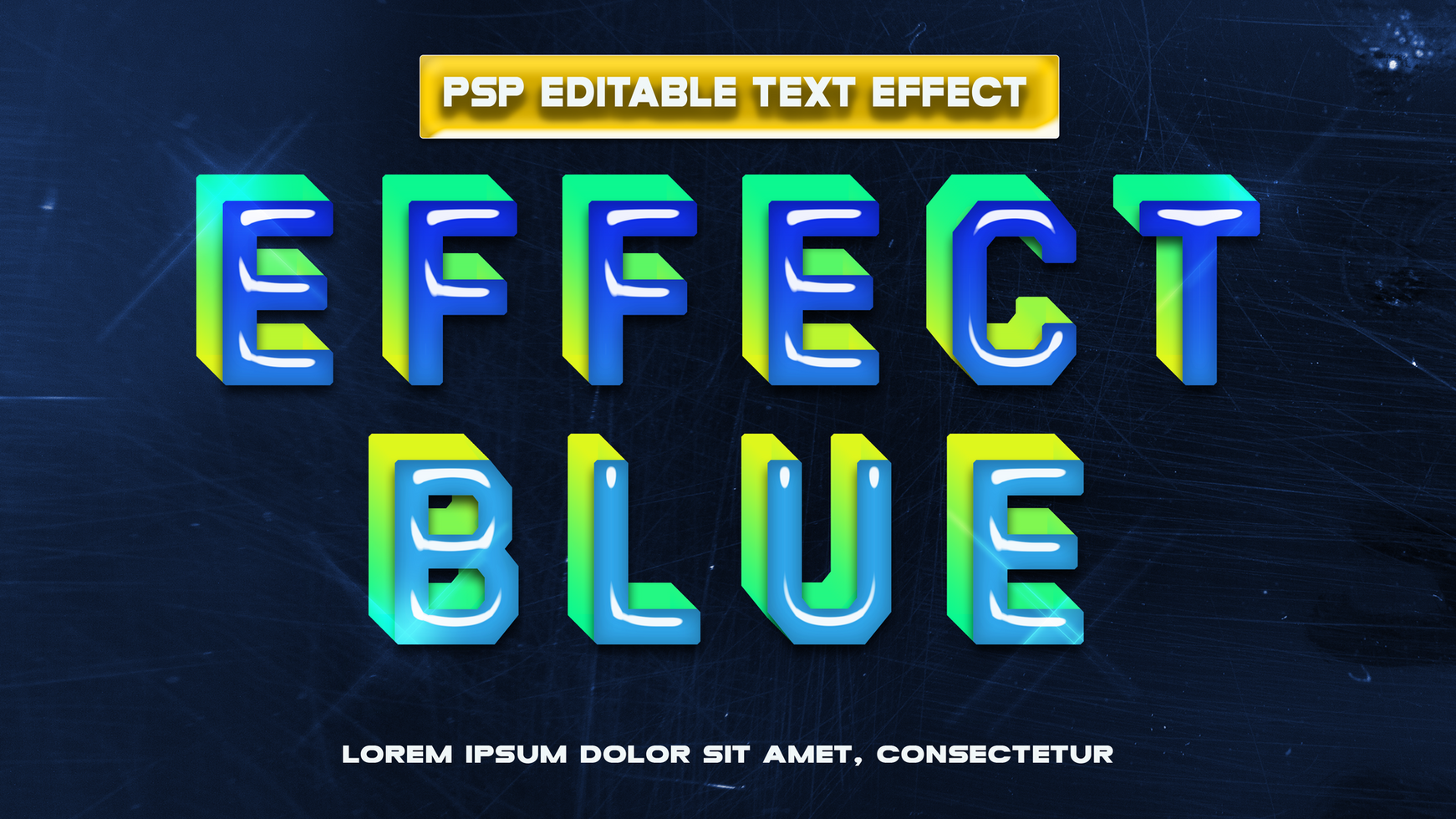 effect blue text effect psd