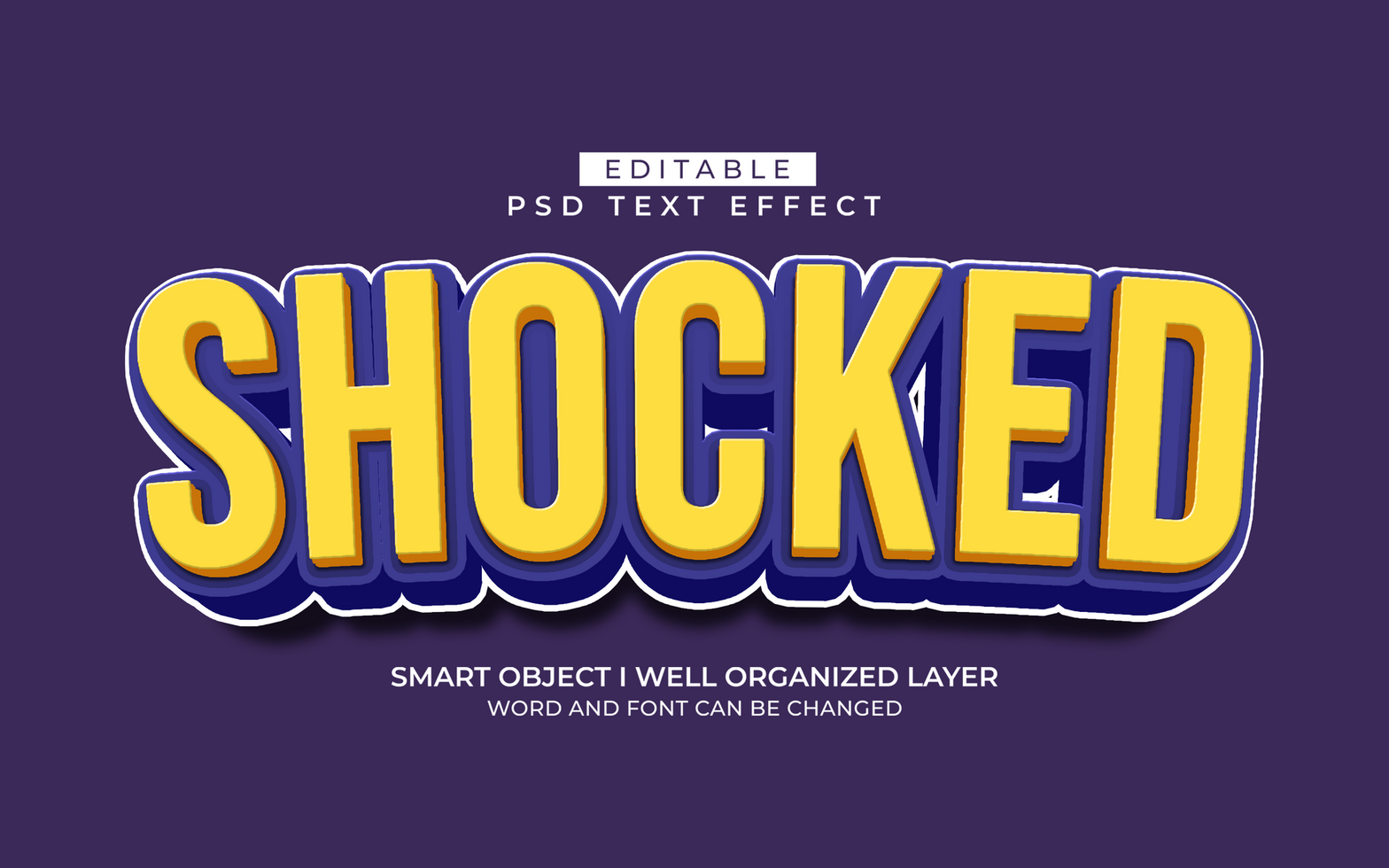 3d editable shocked text effect typography style template psd