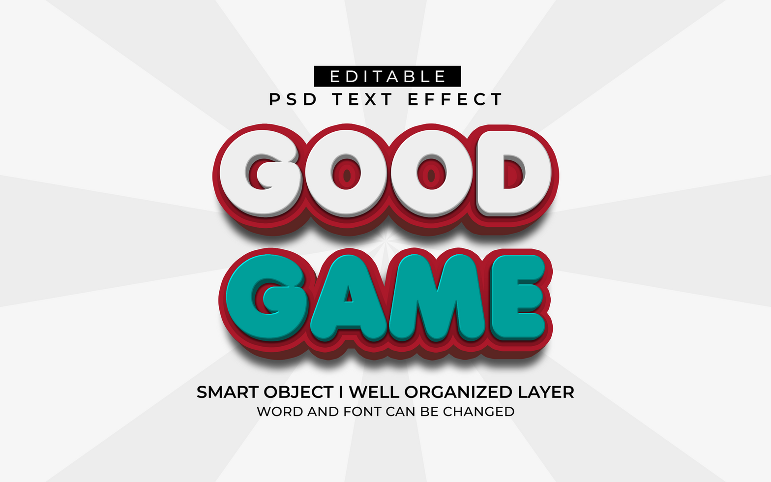 3d editable good game text effect style template psd