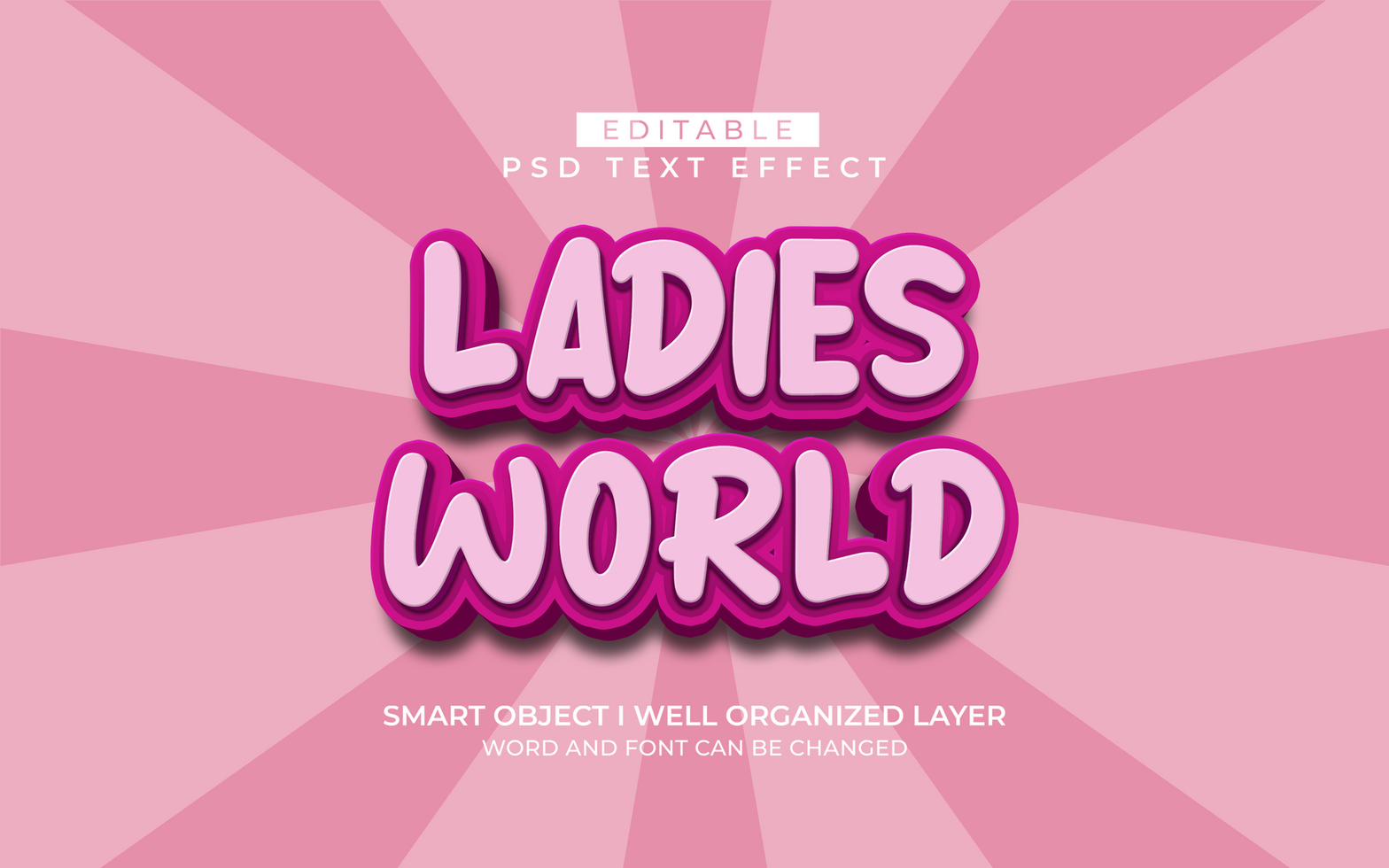 3d editable ladies world text effect style template psd